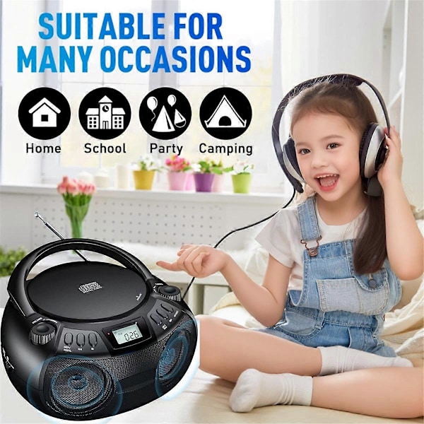 CD-afspiller Multifunktionel Bærbar Bluetooth CD-afspiller Radio EU-stik