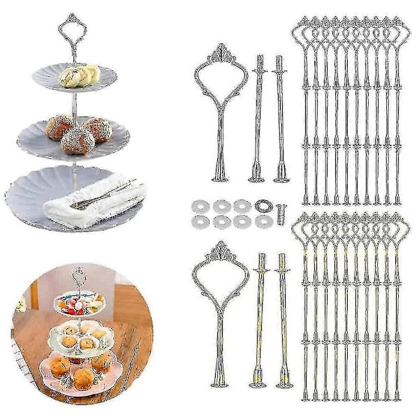 10 Set Tårtställ Beslag Kit Våningsfat För 3 Vånings Tårtställ Hållare Hårdvara
