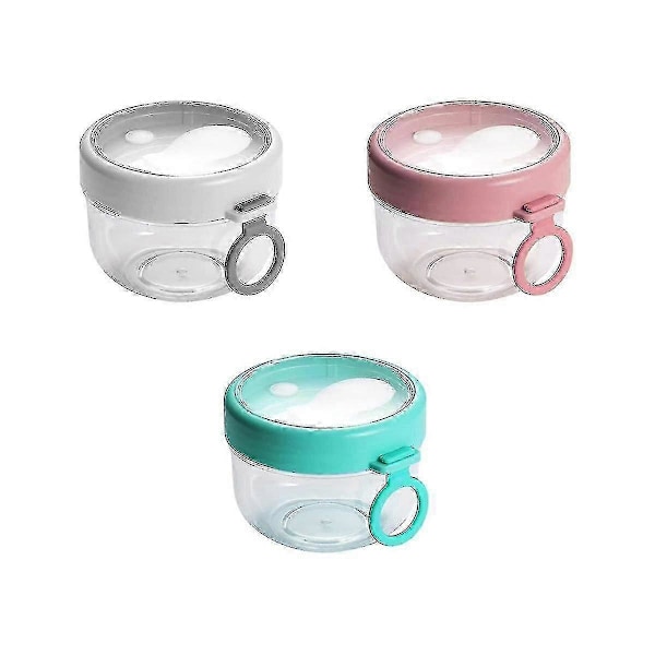 Overnight Oats Behållare med Lock och Sked, 20oz Lufttät Havregryn Behållare Plastförvaring