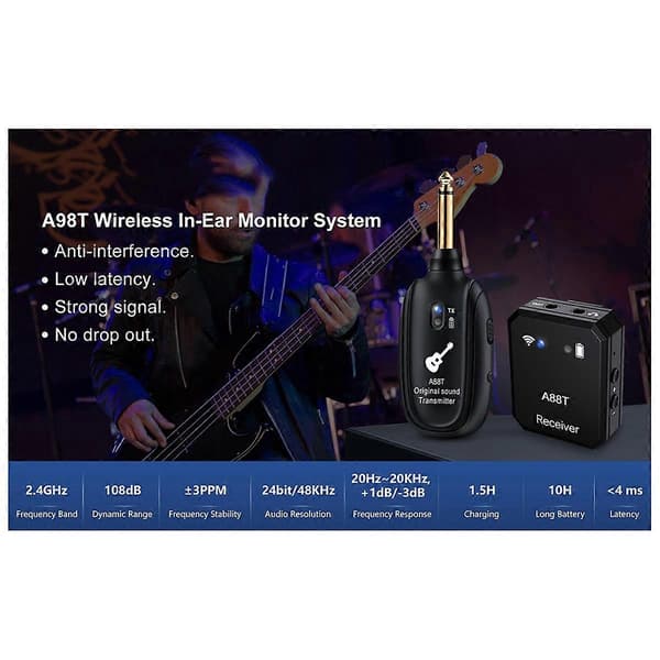 Ny A88T Trådløst Gitarsystem Elektrisk Gitar Pickup Audio