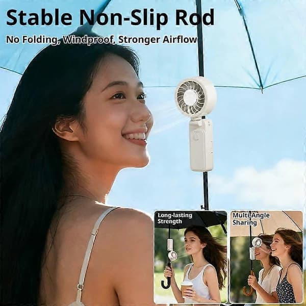 Halvleder køleventilator foldbar 4 hastigheder 2000mAh bærbar iskold white