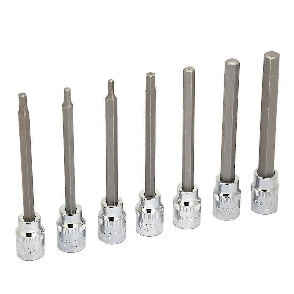 3/8 Firkantpipebitssett med 7 deler inkludert 1/8 3/16 7/32 1/4 9/32 5/16 og 3/8 Sekskant Lange Bits
