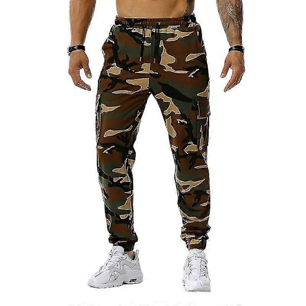 Miesten Cargo-jogginghousut taskuilla, Camouflage-housut
