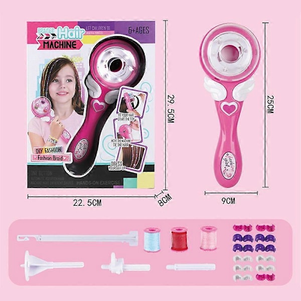 Hårflätare Automatisk Elektrisk Hårflätningsmaskin Hårstylingverktyg Leksaksset för Tonårsflickor-25*9 cm-rosa-1 st-DIY