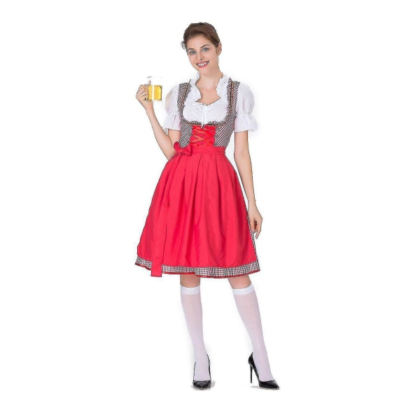 Hurtig levering Kvinder Tysk Dirndl Kjole Kostumer Til bayersk Oktoberfest Halloween Carnival Høj kvalitet Red S