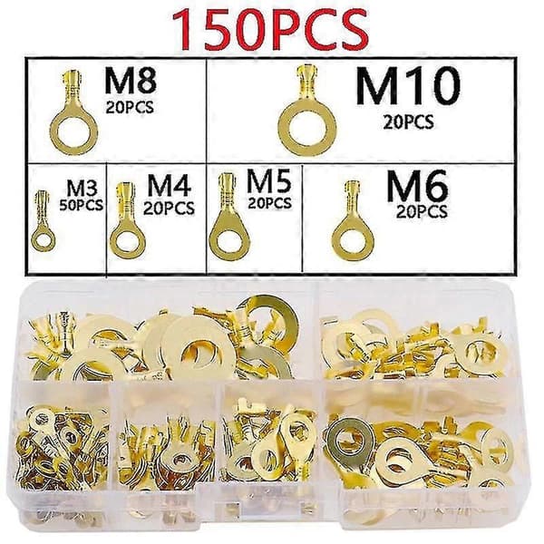 150 Ring Kabelsko M10 M8 M6 M5 M4 M3 Ring Kabelsko Sæt Messing Kabelsko