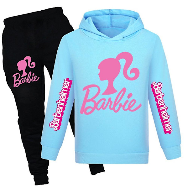 Barn Tonåring Pojkar Flickor Barbie Movie Hoodie Sportkläder Huvtopp + Byxor Set Blue 13-14Years