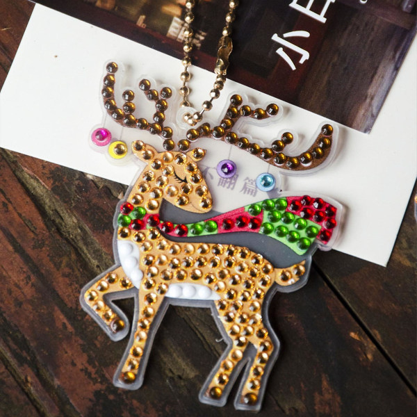 Christmas Diamond Nøgleringe Sæt Klassisk juletema Element Diy Pendant til julefestlige gaver 9PCS