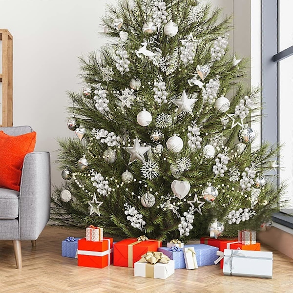 20 Styk Bærdekoration, Kunstige Bærkviste Kristtjørnebærgrene Julebærstængler til Juletræ Helligdags Sæson Vinterdekoration (Si