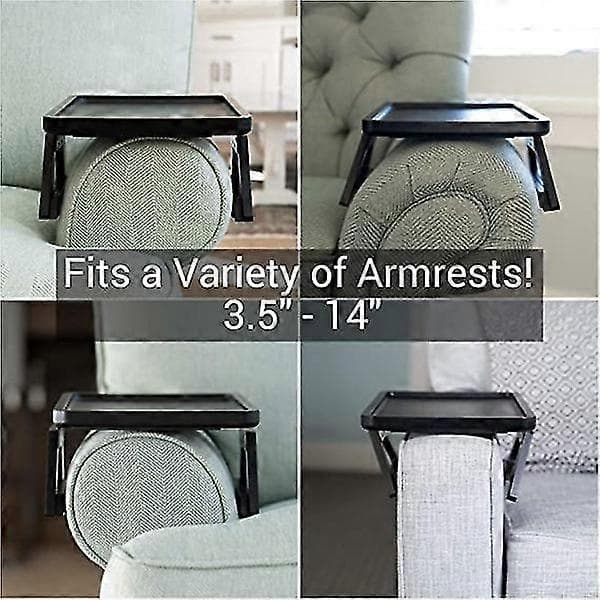 Armbordsklämma på bricka Soffbord, Soffarmsbricka Bord Black