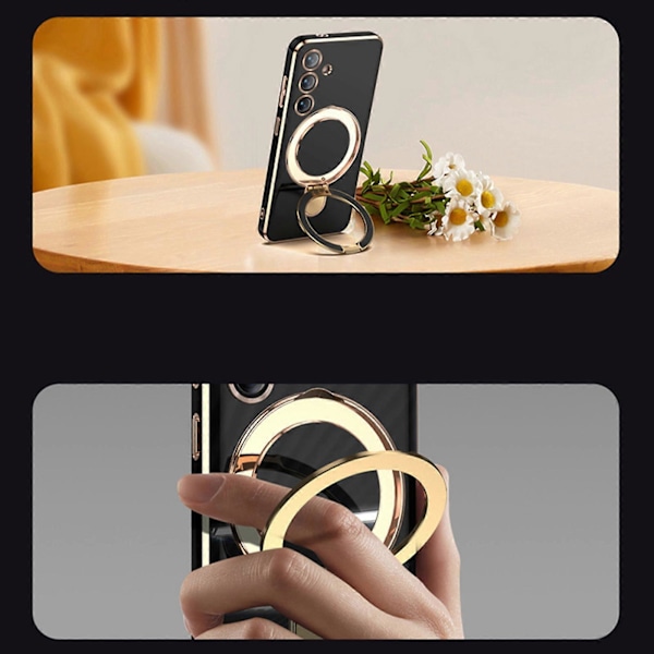 Samsung Galaxy S24 -puhelimen magneettinen suojakuori, langaton lataus, sotilastason pudotussuoja, PU-kuori S24-puhelimelle