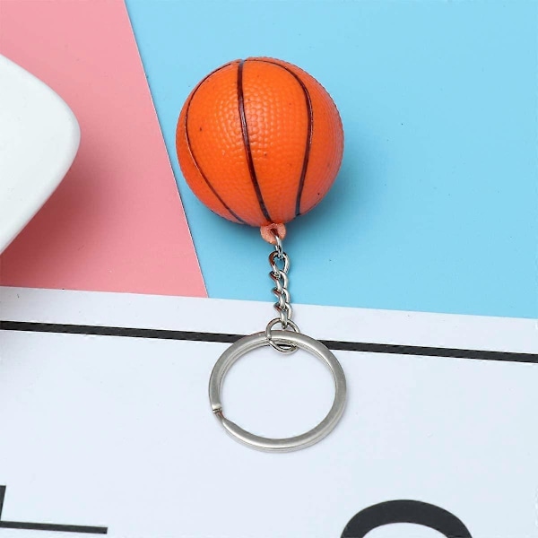4CM Stimulerad Basketboll Nyckelring Sport Nyckelring Souvenir Bil Hängande Dekoration (Orange Grov Yta)