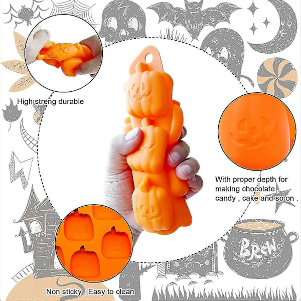 5 stk Halloween Silikonforme, Halloween Party Slikforme Non-stick Halloween Bageforme Med Græskar Bat Spøgelse Troldmand Hat Til Køkkenbagning T Uu