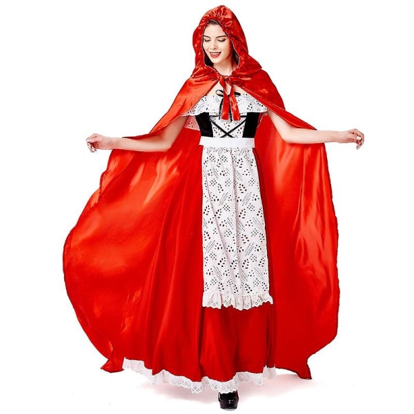 Ny lang kappe Rødhætte til kvinde Kostume Karneval Halloween Spooktacular  Playsuit Cosplay Fancy festkjole White M cfb9 | White | M | Fyndiq