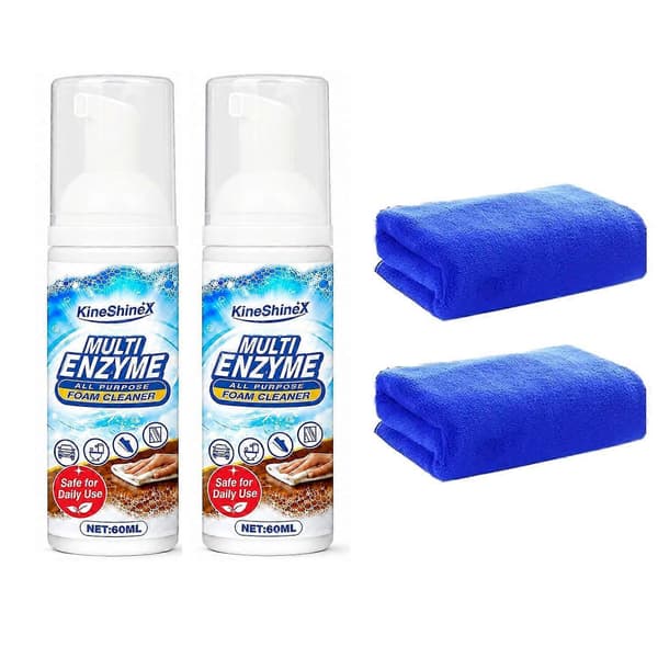Multi-enzymrenser 60 ml, Multi-enzymskumrenser, Multi-overfladeskumrensespray til køkken, polstring, tæpper og bilinteriør 2pcs