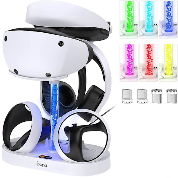 PSVR2 Ladestation med RGB-lys, Vertikal Ladestander Dock Support til PS VR2 Headset Display Tilbehør til PSVR2