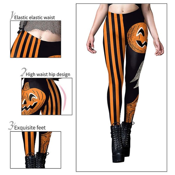 Naisten halloween crossover-leggingsit korkeavyötäröiset pehmeät printed style 1 S