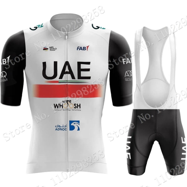 Musta UAE Team 2023 Kultainen Set Lyhythihainen Miesten Vaatteet Maantiepyörä Paidat Puku Pyörä Bib Shortsit MTB Maillot 17 XS