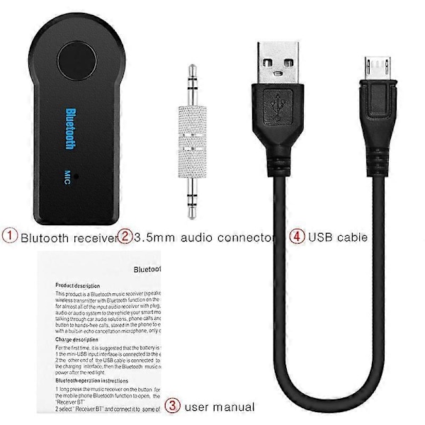 3,5 mm Jack 2 i 1 Trådløs Bluetooth 5.0 Receiver Transmitter Adapter til Bil Musik Audio Hovedtelefon Bluetooth Modtager Håndfri