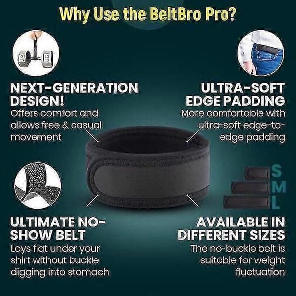 BeltBro Titan Elastisk Bælte Uden Spænde Til Mænd - Passer Til 1,5 Tommer Bæltestropper Komfort