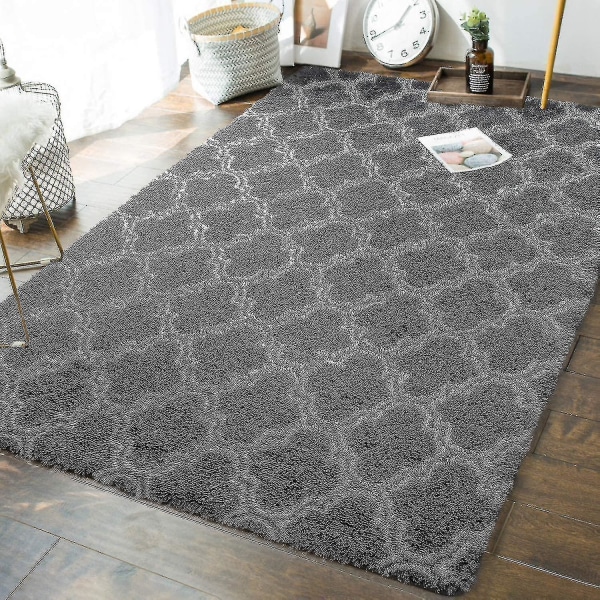 Geometriska sovrumsmattor - 5 X 8 fot Shaggy Area Matta Mordern inomhus för vardagsrum Flickor Pojkar Barnrum Sovsal Plantskola Hem Semesterinredning Golvmatta