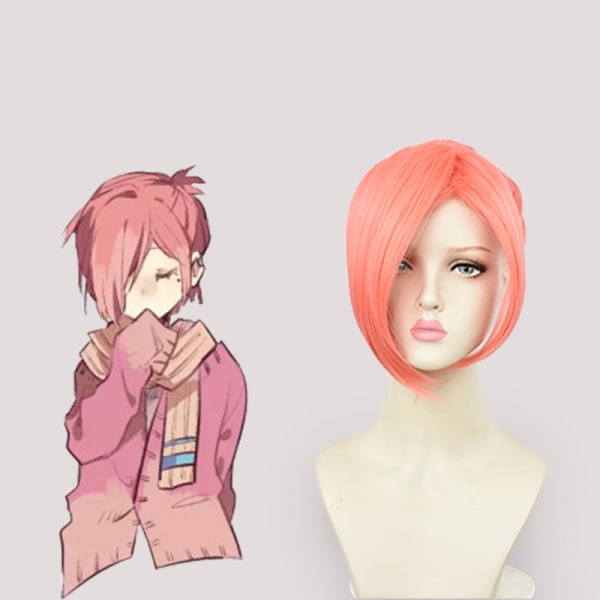 Mitsuba Sousuke Cosplay Anime Jibaku Shounen wc-sidottu Hanako Kun Cosplay-asu vaaleanpunainen peruukki univormu wig