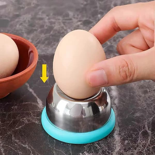 Eggplukker i rustfritt stål, eggkutter, eggplukker (blå)