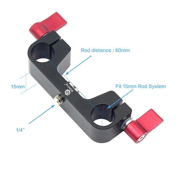 1/4 tomme DSLR Rod Clamp Monteringsadapter til 15 mm Rail Rod System SLR 5D2 5D3 600D Kamera DV Video F