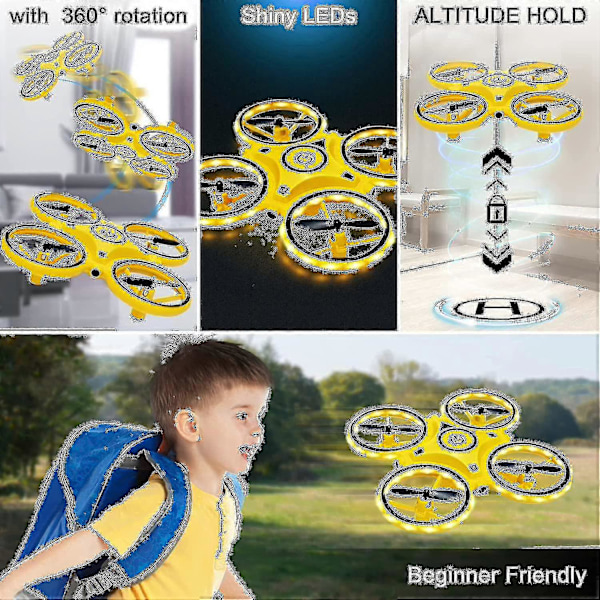 Mini Drone Lapsille, Ele Gestureohjaus Drone, Käsin Ohjattavat Droonit Sensorilla Sisätiloissa Lapsille, Pieni Rc Quadcopter, 360 Käännökset, Led-Valolla