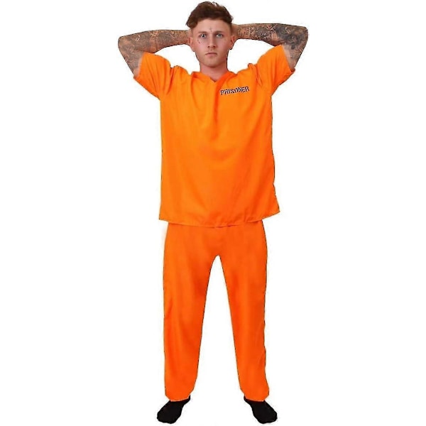 Guoguo Vuxen Fånge Kostym Orange Fånge Topp Matchande Orange Byxor Poliser Rånare