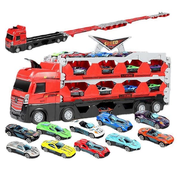 25-26 Mega Hauler Truck Ejection Race Track 24 Biler Børn Deform Katapult Skyd Fold Legetøj