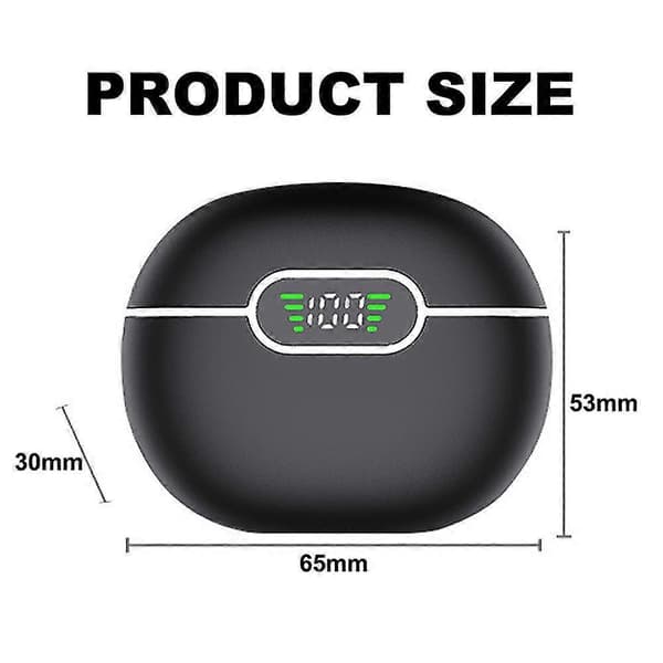 Trådløse ørepropper, Bluetooth hovedtelefoner 5.3, Bluetooth ørepropper In-ear LED Display Ipx5 Vandtæt Sport headset til Android Ios, sort