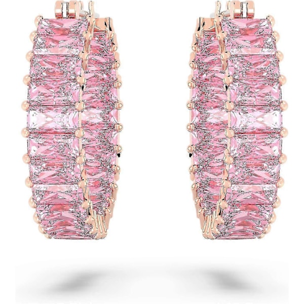 Matrix Hoop Øredobber, Rosa Baguette-Slepne Krystaller og Rosegullfarget Belagt Bånd, fra Matrix-Kolleksjonen