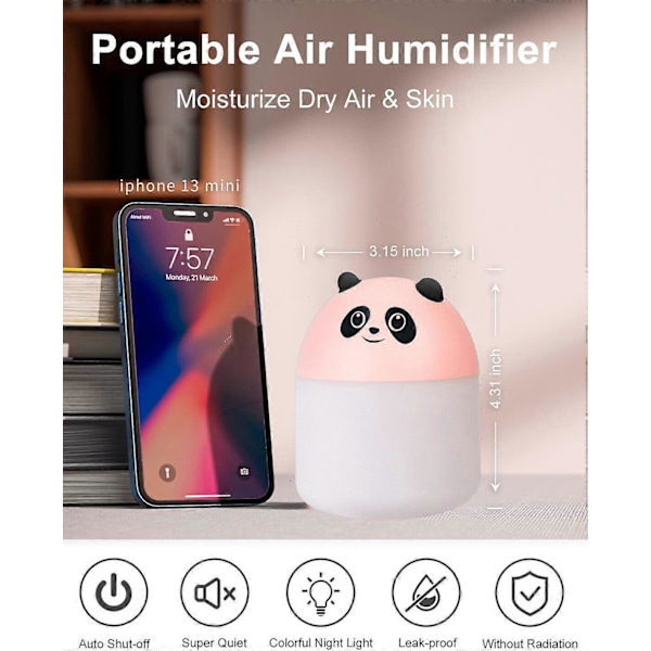 Sju färgers LED CUB luftfuktare hem USB plug-in liten nattlampa Skrivbord tyst luftrenare aromaterapimaskin