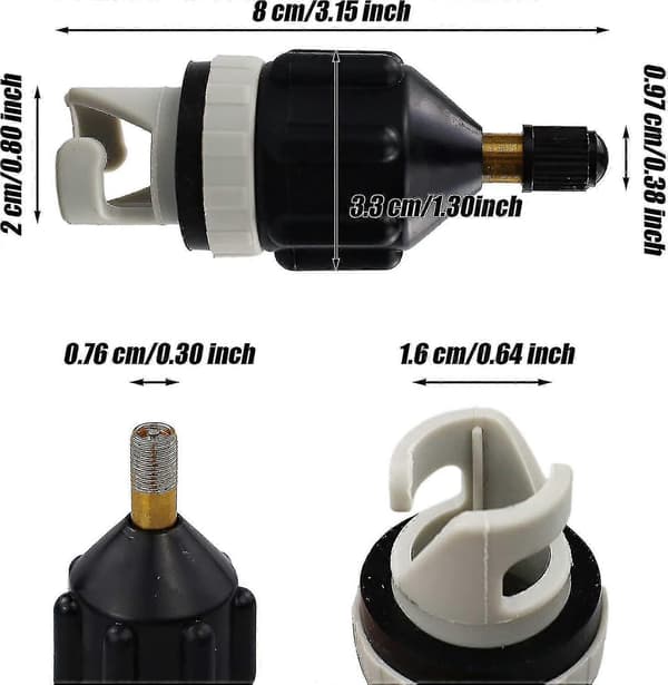 Oppblåsbar båtadapter Luftpumpekonverter Multifunksjonell ventiladapter Luftventiladapter Pumpekontakt (svart grå) (1 stk)-sfygv