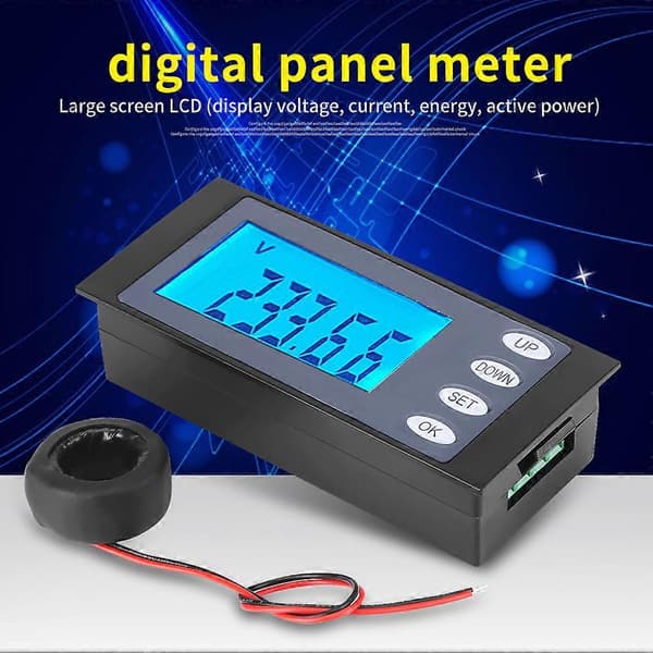 PEACEFAIR Digital AC 80-260V 100A Ström Spänning Watt KWh Tid Panelmätare Voltmeter CT