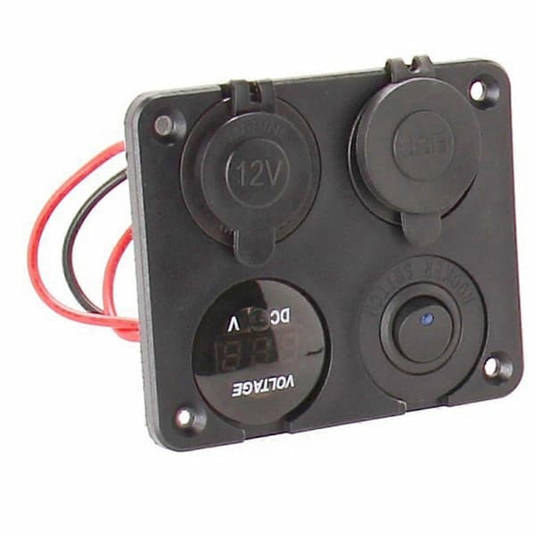 Universal Bil Yacht 4i1 Panel Socket Sigarettenner + Dobbel USB-lader 12V-24V Bryterpanel for Bil