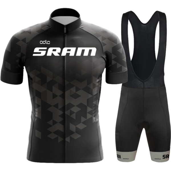 SRAM Cykeltøj til mænd Sommer Herre Sæt 2023 Mtb Outfit Sæt Sportstøj Shorts Uniform Jersey Bukser Man Tøj Skjorte Hagesmæk Gray S