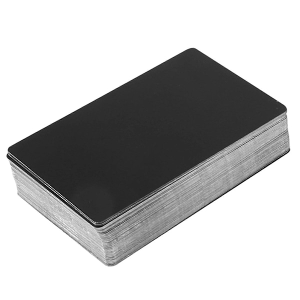 100 stk. Svarte Visittkort i Aluminiumlegering, Gravering, Metall, Blanke, 0,2 mm Tykkelse