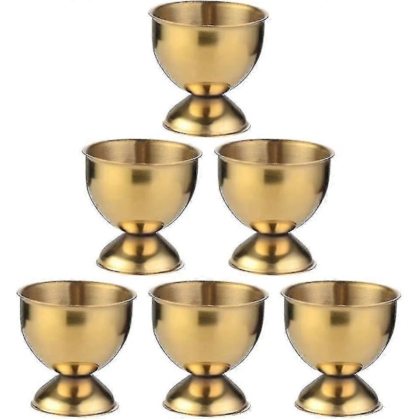 6 stk Eggestativ Rustfritt Stål Eggkopp Gull Egg Holder Eggbrett Eggbrett For Barn Påske Egg