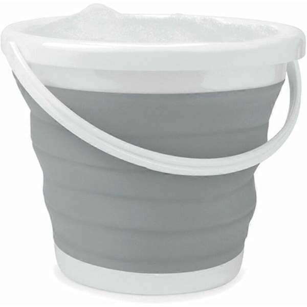 10L Hopfällbar Hink, Kompakt och Utrymmesbesparande Design, Inom- och Utomhusbruk, Liten Hink för Hushållsstädning, Bilar & Camping, Grå