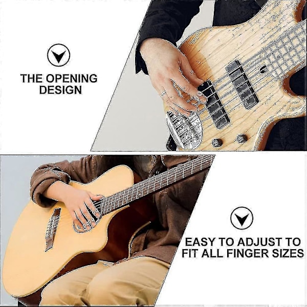 4 st Metall Tumme Finger Gitarrplektrum Justerbart Gitarrplektrum För Akustisk Gitarr Banjo Ukulele Silver