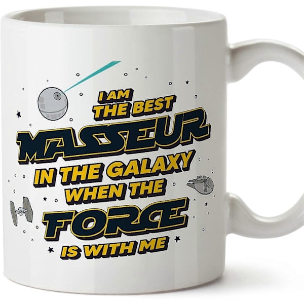 Massør Krus Best i Galaksen The Force is with Me Morsom Gave til Kolleger Keramisk 11oz Krus