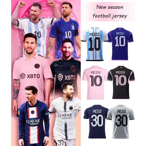 【Sertifiointipäällikkö】Messi Jalkapallovaatteet Miami International Jersey Argentiina 10 Jalkapallopaita Set / Vieraspaita Match Trai 10 M