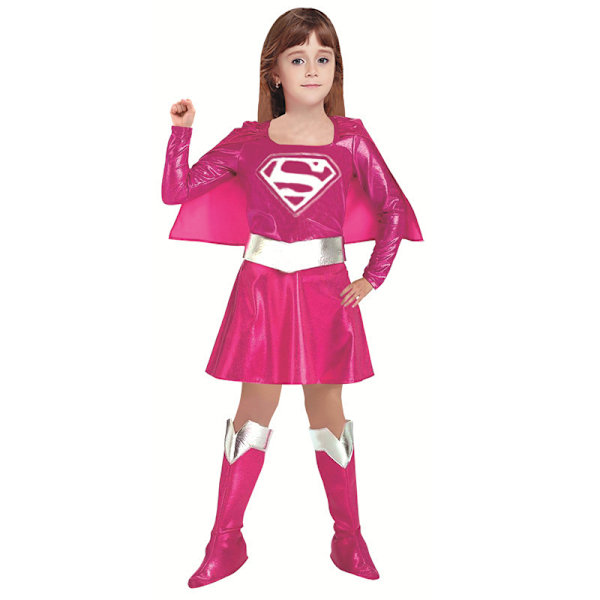 Halloween cosplay puku lasten puku supermies viitta tyttö superman pukeutua S