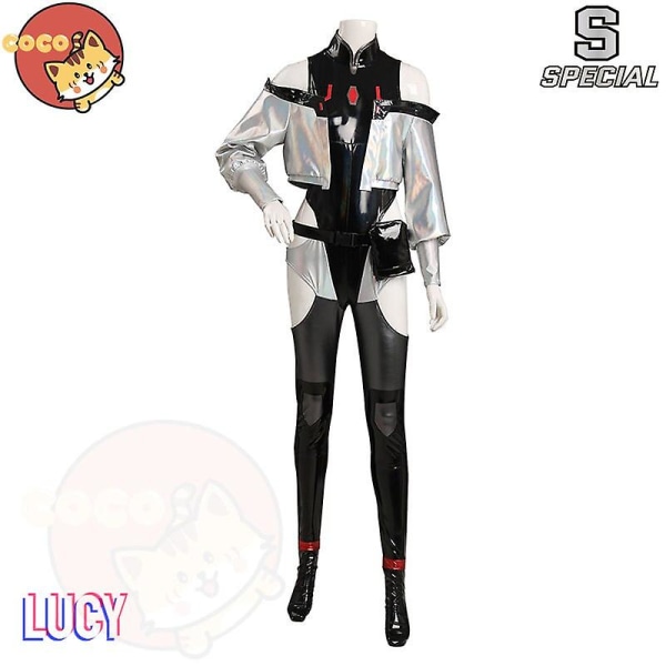 Cocos-s Anime Cyberpunk Edgerunners Lucy Cosplay -asu Anime Cyberpunk: Edgerunners Cosplay Lucy Seksikäs nahkapuku ja peruukki 3XL