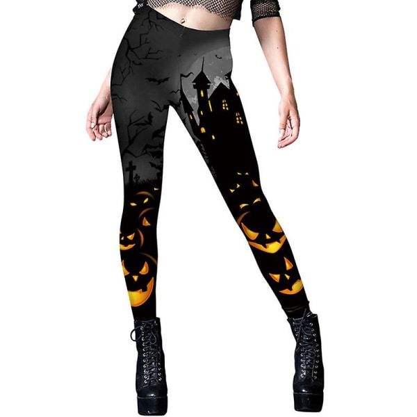 Naisten halloween kurpitsalla printed leggingsit COLOR 4 XL