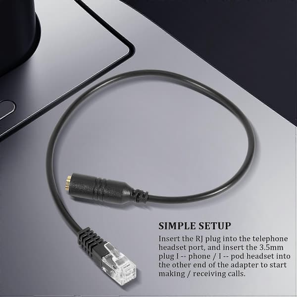 1 stk. Telefonadapter rj9 til 3,5 hun Adapter Konverter Kabel PC Computer Headset Telefon
