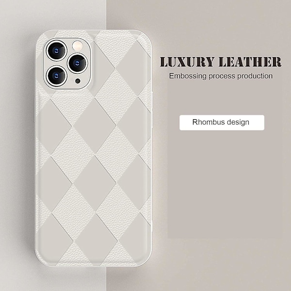 Ubiuo Kompatibel Med Iphone 11 Pro Max Cover Hvid Luksus 3d Rombe Blød Tpu Læder Telefon Cover Til Iphone 11 Pro Max 6.5 Tommer Stødsikkert Linsebeskyttelse