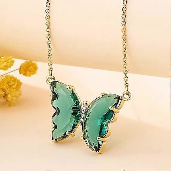 Gull Sommerfugl Anheng Halskjede for Kvinner 18K Gullbelagt Minimalistisk Cubic Zirconia Sommerfugl Anheng Søte Krystall Sommerfugl Halskjeder for Kvinner Jenter